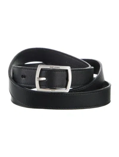 Pre-owned Saint Laurent Skinny Leather Belt In Black