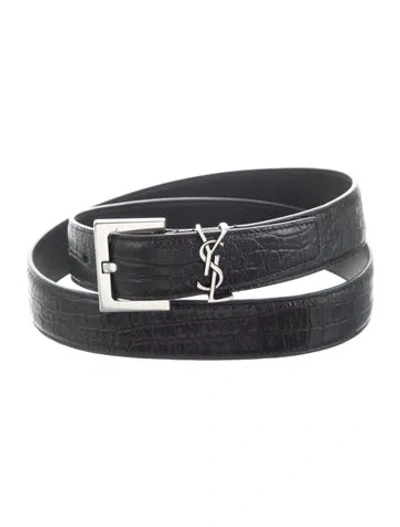 Pre-owned Saint Laurent Skinny Leather Belt In Black