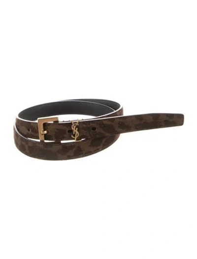 Pre-owned Saint Laurent Skinny Leather Belt In Brown