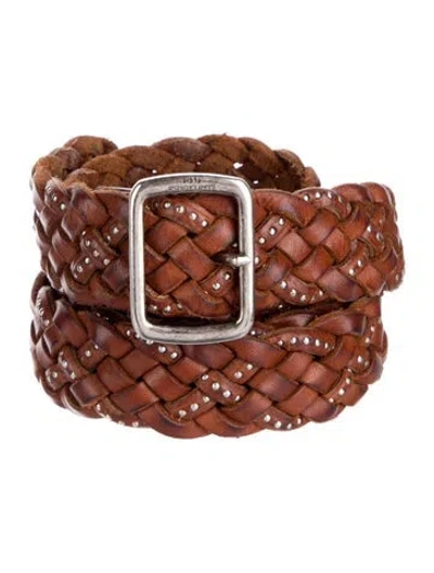 Pre-owned Saint Laurent Skinny Leather Belt In Brown