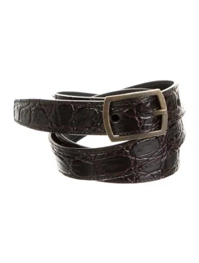Pre-owned Saint Laurent Skinny Leather Belt In Brown