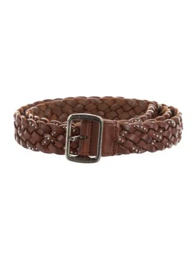 Pre-owned Saint Laurent Skinny Leather Belt In Brown