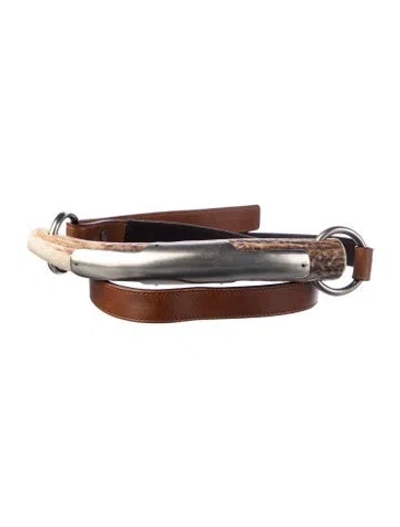 Pre-owned Saint Laurent Skinny Leather Belt In Brown