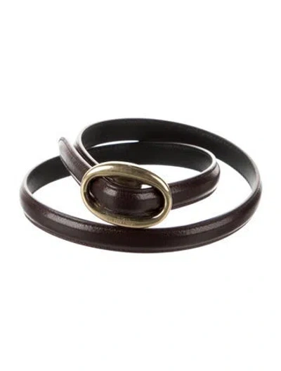 Pre-owned Saint Laurent Skinny Leather Belt In Brown