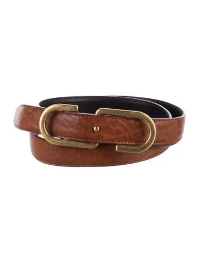 Pre-owned Saint Laurent Skinny Leather Belt In Brown