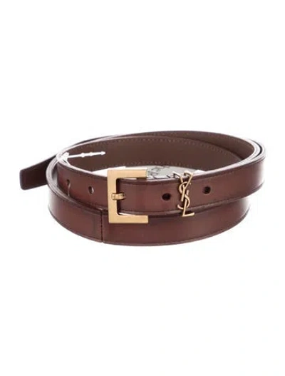 Pre-owned Saint Laurent Skinny Leather Belt In Brown