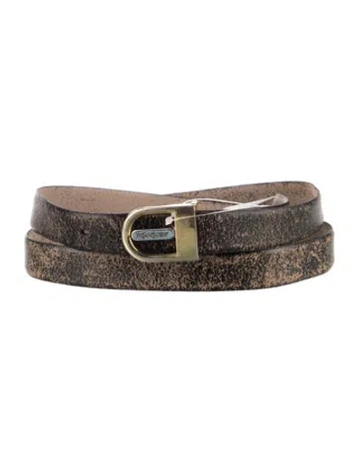Pre-owned Saint Laurent Skinny Leather Belt In Brown