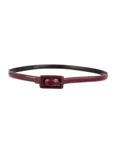 Pre-owned Saint Laurent Skinny Leather Belt In Burgundy