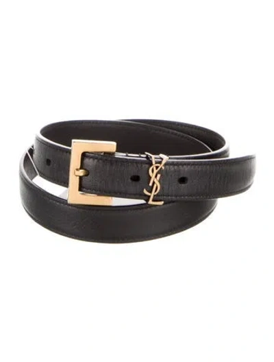 Pre-owned Saint Laurent Skinny Leather Belt Kit In Black