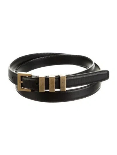 Pre-owned Saint Laurent Skinny Leather Belt Kit In Black