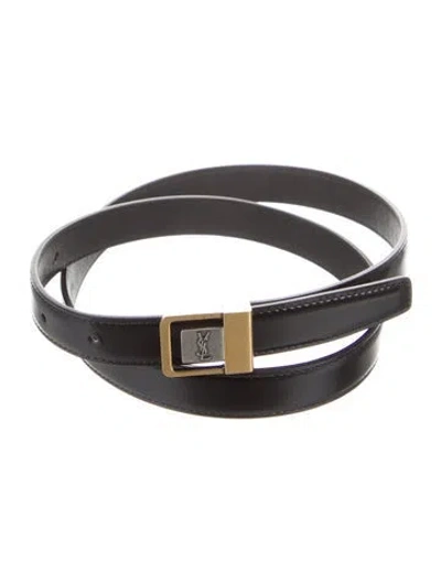 Pre-owned Saint Laurent Skinny Leather Belt Kit In Black
