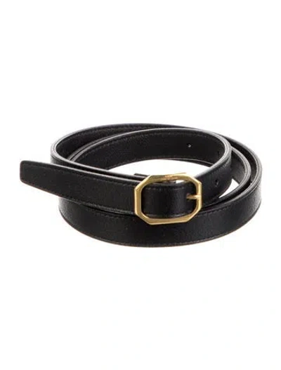 Pre-owned Saint Laurent Skinny Leather Belt Kit In Black