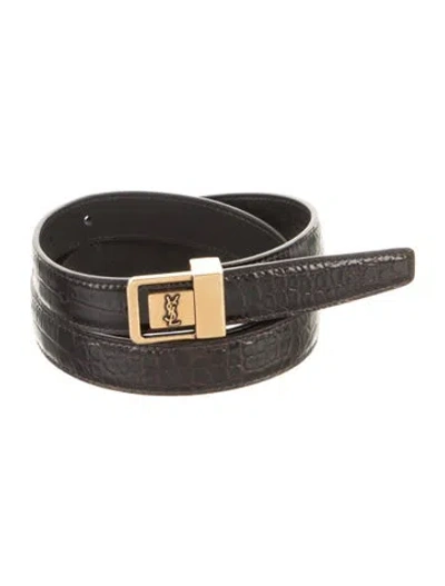 Pre-owned Saint Laurent Skinny Leather Belt Kit In Black