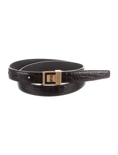 Pre-owned Saint Laurent Skinny Leather Belt Kit In Black