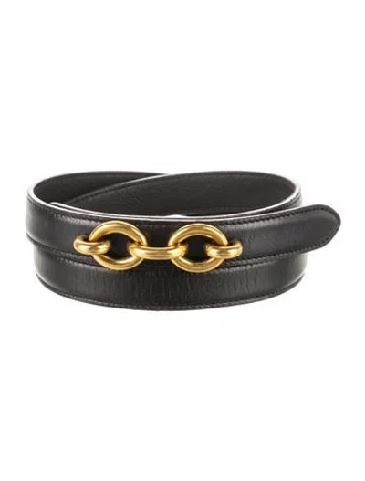 Pre-owned Saint Laurent Skinny Leather Belt Kit In Black