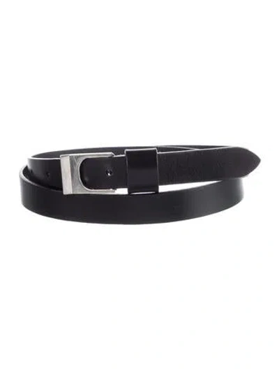 Pre-owned Saint Laurent Skinny Leather Belt Kit W/ Tags In Black
