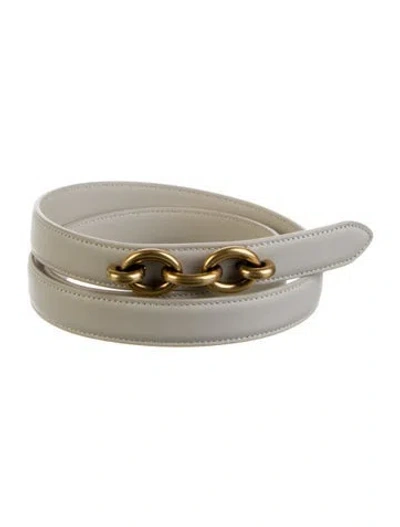 Pre-owned Saint Laurent Skinny Leather Belt In Neutral