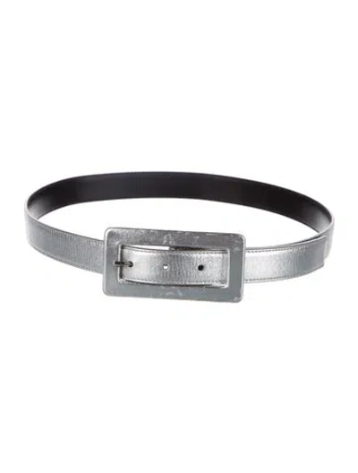 Pre-owned Saint Laurent Skinny Leather Belt In Silver
