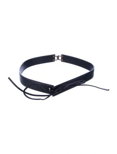 Pre-owned Saint Laurent Skinny Leather Waist Belt In Black