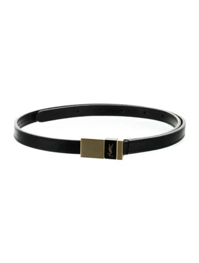 Pre-owned Saint Laurent Skinny Leather Waist Belt In Black