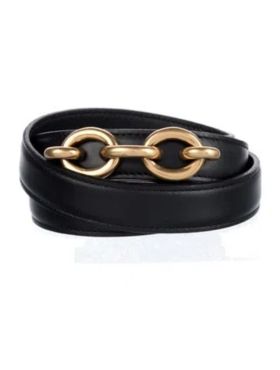 Pre-owned Saint Laurent Skinny Leather Waist Belt In Black