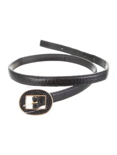 Pre-owned Saint Laurent Skinny Leather Waist Belt In Black