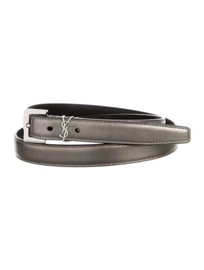 Pre-owned Saint Laurent Skinny Leather Waist Belt In Black