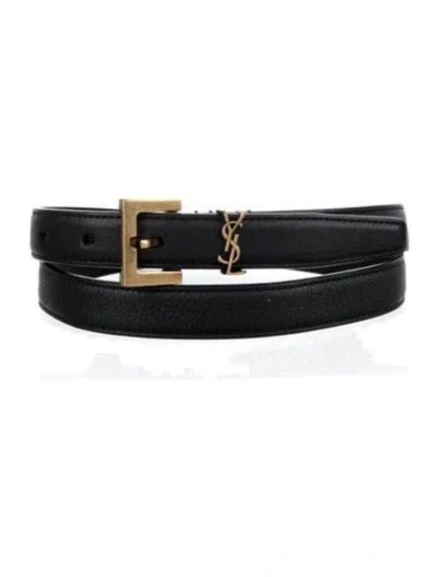 Pre-owned Saint Laurent Skinny Leather Waist Belt In Black