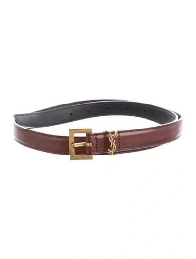 Pre-owned Saint Laurent Skinny Leather Waist Belt In Brown