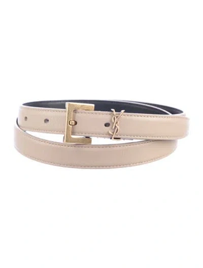 Pre-owned Saint Laurent Skinny Leather Waist Belt In Neutrals