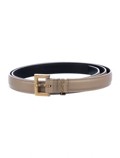 Pre-owned Saint Laurent Skinny Leather Waist Belt In Neutrals