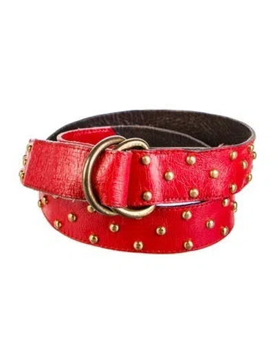 Pre-owned Saint Laurent Skinny Leather Waist Belt In Red
