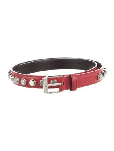 Pre-owned Saint Laurent Skinny Leather Waist Belt In Red
