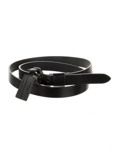Pre-owned Saint Laurent Skinny Leather Waist Belt W/ Tags In Black