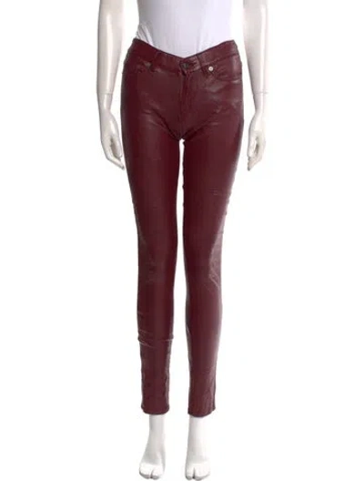 Pre-owned Saint Laurent Skinny Leg Pants In Red