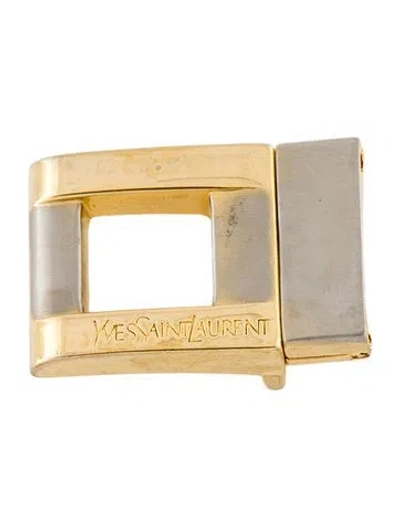 Pre-owned Saint Laurent Skinny Metal Waist Belt In Gold