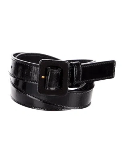 Pre-owned Saint Laurent Skinny Patent Leather Belt In Black