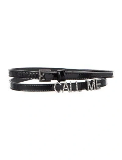 Pre-owned Saint Laurent Skinny Patent Leather Belt In Black