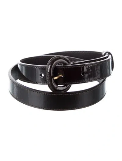 Pre-owned Saint Laurent Skinny Patent Leather Belt In Brown
