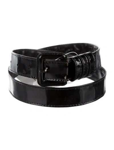 Pre-owned Saint Laurent Skinny Patent Leather Waist Belt In Black