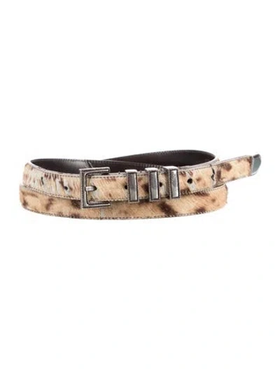 Pre-owned Saint Laurent Skinny Ponyhair Belt In Neutral