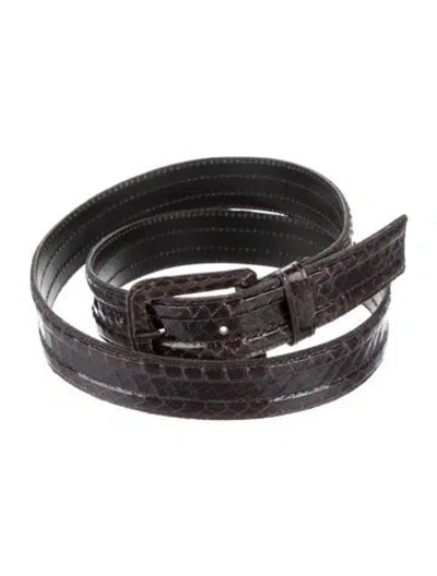 Pre-owned Saint Laurent Skinny Python Waist Belt In Purple