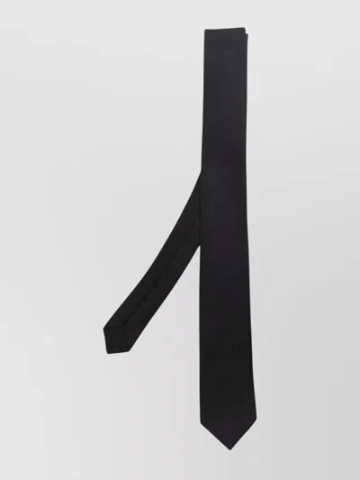 Saint Laurent Skinny Silk Grosgrain Tie In Black