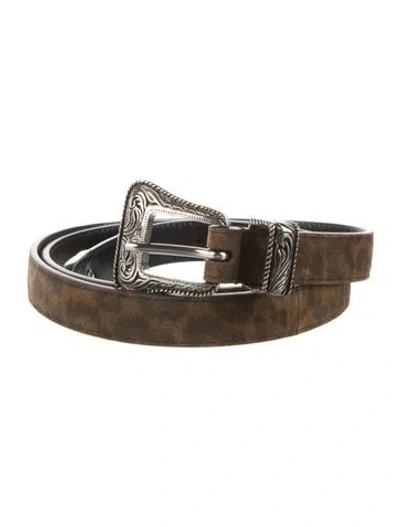 Pre-owned Saint Laurent Skinny Suede Belt In Brown