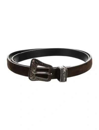 Pre-owned Saint Laurent Skinny Suede Belt Kit In Brown