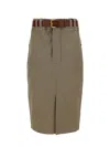 Saint Laurent Jupe Saharienne Gabardine De Coton Mercerisee