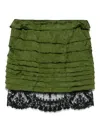 Saint Laurent Layered Cotton And Silk-blend Lace-trimmed Jacquard Mini Skirt