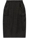 Saint Laurent Draped Polka-dot Silk-chiffon Midi Skirt In Black
