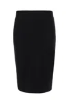 Saint Laurent Woman Midi Skirt Black Size L Wool, Polyamide, Recycled Elastane In Black