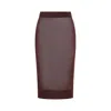 Saint Laurent Transparent Sheath Midi Skirt In Brown